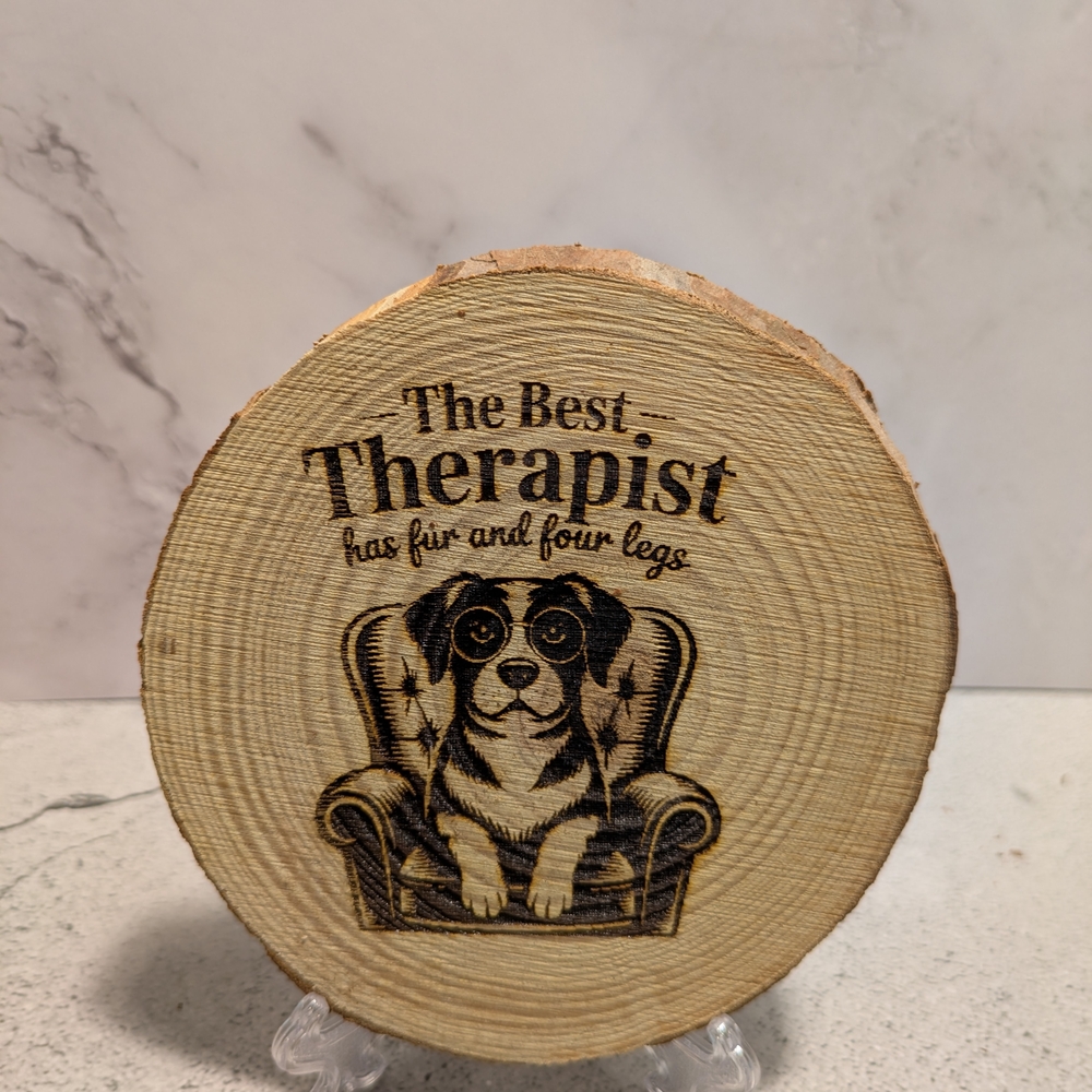 Wooden Dog Coaster - Natural Brown